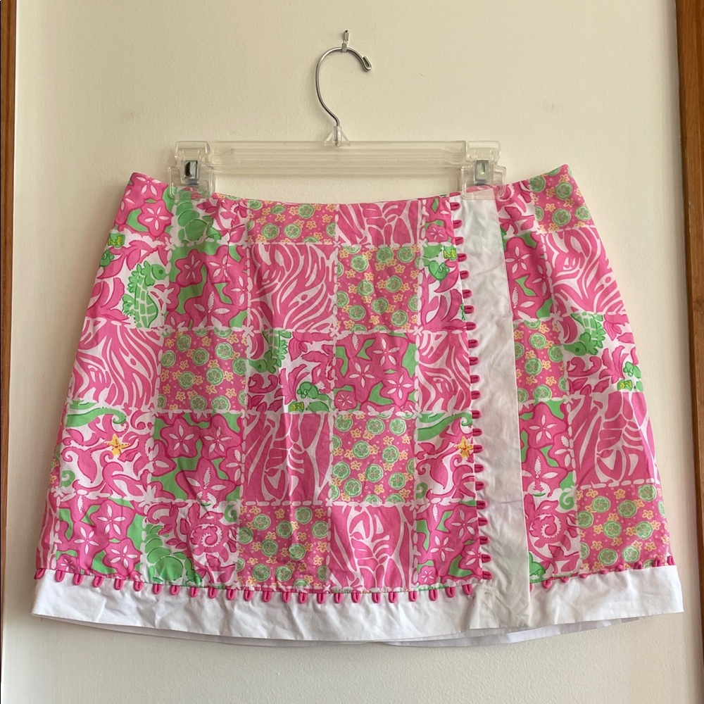 LILLY PULITZER Sunnyside Lions Vintage Faux Wrap Skort 8